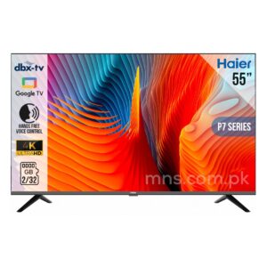 Haier H55P7UX/S80EUX 55″ HQLED 4K Smart Google TV, Borderless Design, 2/32 Memory, Hands Free Voice Control